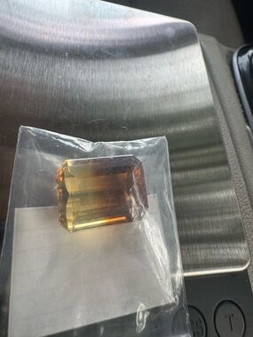 Faceted Rectangular Gemstone - Yellow to Amber